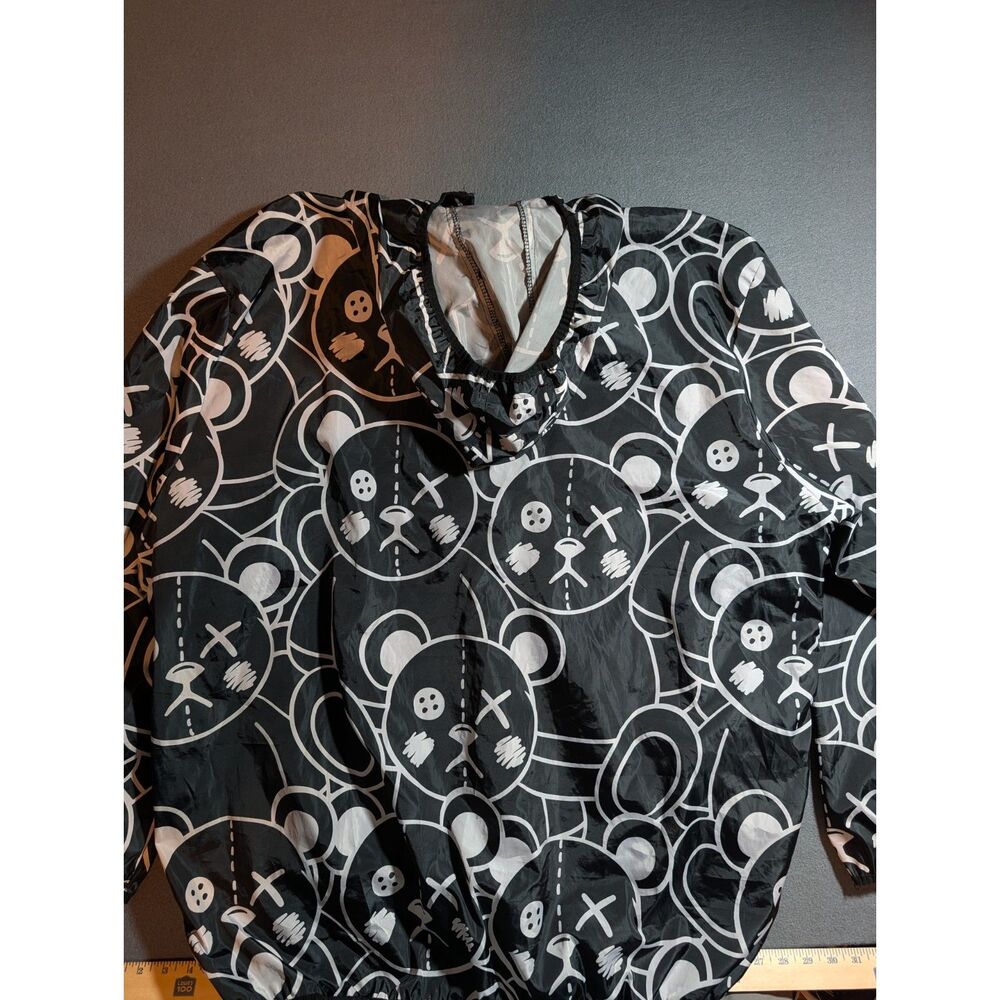 Reason Brand Co Black White Teddy Bear Print 3XL Pullover Windbreaker Jacket